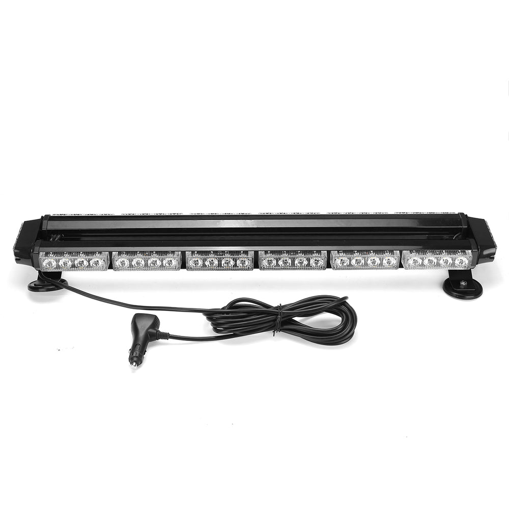 12V 28" 54LED Car Roof Double Side Emergency Strobe Flash Light Lamp Bar White and Amber For Car Truck Boat