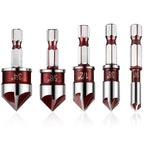 5PCS Countersink Drill Bit Set 82 Degree 5 Flute Uncoated Hex Shank 1/4 to 3/4 Inch for Wood Metal Plastic Chamfering Deburring