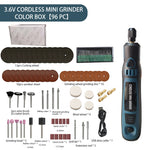 Mini Cordless 3-Speed Rotary Tool Kit 3.7V USB Grinder with 96PCS Accessories for Engraving / Sanding / Polishing / Drilling / Grinding / Small DIY Crafts