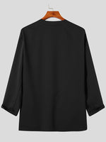 INCERUN Mens Casual Blazer Solid Collarless Casual Long Sleeve Business Blazer