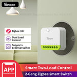 LinkMejor MINI-ZB2GS MINI DUO 2-Gang Zigbe Smart Switch Dual Load Control Zigbee3.0 Compatibility Signal with Multiple Zigbe Hub