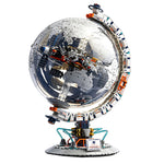 LinkMejor 360° Rotating Transparent Globe World Map Creative Tech Cool Warm Lighting Building Blocks Brick Assembly Kit For Kids Educational Toys Gifts