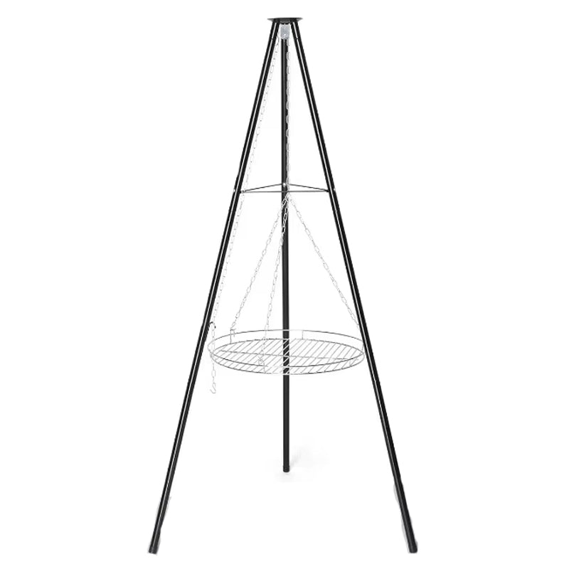 Xmund Outdoor Picnic Campfire Tripod Grill Adjustable Height Barbecue Grill Grille Stainless Steel Outdoor Camping BBQ Tripod Hanger