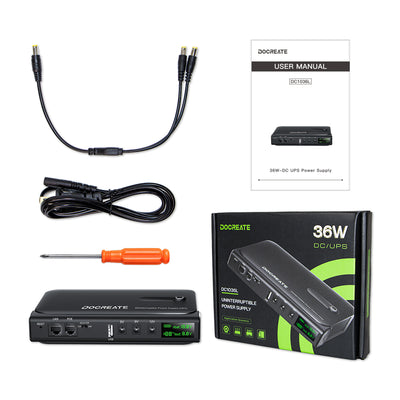 DC1036L DC UPS Uninterruptible Power Supply 36W Lithium Battery LED Display Multiple Voltage Output Instant Power Switching PoE Device Backup Power Supply Emergency Power Generator
