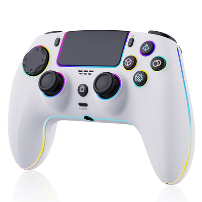 JZ-5005 RGB Wireless Controller with Hall Trigger and Joysticks SUpport 6-Axis Gyro Turbo Vibration for PS5 Slim PC Steam Deck