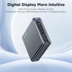 [GaN Tech] Toocki TCT240-33 240W 6-Port USB PD Charger with Smart Digital Display 2USB-A+4USB-C PD3.1 Fast Charging Desktop Charging Station EU Plug for iPhone 17 17Pro 16 Pro Max 15 14 for Xiaomi 17pro for Huawei Mate XTs