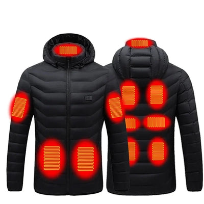 LinkMejor HJ-11 Unisex Electric Heated Jacket - 11 Heating Areas,  3-Modes Adjustable, USB Charging, Thermal Hoodie Jacket for Winter Sport Skiing Cycling