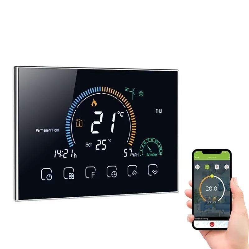 Tuya WiFi Smart Programmable Thermostat for Electric Heating LCD Display Touch Panel APP Voice Control Work with Alexa Google Home