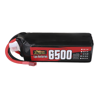 LinkMejor Power 14.8V 6500mAh 60C 4S LiPo Battery T Plug for RC Car