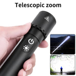 1000LM Super Bright LED Tactical Flashlights with COB Sidelight, 21700 Battery, USB Rechargeable Telescopic Zoom Best Small LED Torch IPX4 Waterproof for Camping Emergency