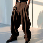 INCERUN Mens Pant Pleated Solid Color Trousers Casual Trendy Korean Pleated Solid Color Casual Pants