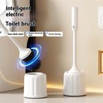 Tevorex Wireless Electric Silicone Head Toilet Brush Long Handle 360° rotation Cleaning Brush Household Bathroom USB Rechargeable White Cleaning Tools