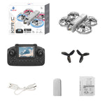 LinkMejor KF600 WiFi FPV with Screen Controller HD Camera Optical Flow Hover Circle Protection Kids Gifts Dazzling Lights 2.4G 4CH 6-Axis Remote Control RC Toys Drone Quadcopter RTF