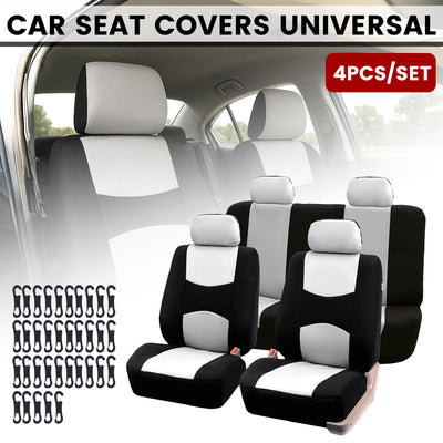 4pcs Car Seat Covers Full Set Fits Most Cars Trucks SUVs Grey