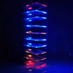 10-Segment Crystal Column Sound-Controlled Spectrum Lamp DIY Kit 7-Color LED Lights Adjustable Sensitivity RF-4 Board 5V 3A