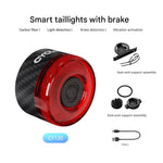 LinkMejor CY120 Smart Brake Bicycle Taillight Auto Start/Stop Brake Sensing Bike Rear Light Vibration Wake-Up Carbon Waterproof Tail Light