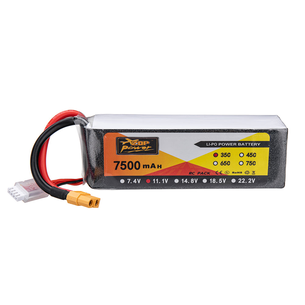LinkMejor 11.1V 7500mAh 35C 3S LiPo Battery XT60 Plug for RC Drone