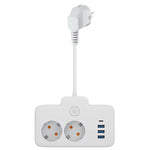 W602U EU Plug Extension Power Strip with 2 Power Sockets+3USB-A+USB-C Fast USB Charging Interface Multi-Outlet Wall Socket with LED Touch Switch for Home and Office