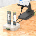 LinkMejor K3016SD Dual Bay SSD Docking Station M.2 NVMe/SATA Dual Protocol  USB 3.1 Gen 2 10Gbps High Speed External Hard Drive Reader with SD Express 7.0/7.1 Card Slot Data Hub Transfer Hard Drive Case for 2242/2260/2280/22110