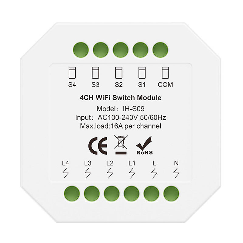 IH S09 1-4CH 16A WiFi Smart Switch Module Support Timing Function for Home Automation Tuya Smart Life APP Voice Control Works with Alexa Google Home