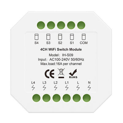IH S09 1-4CH 16A WiFi Smart Switch Module Support Timing Function for Home Automation Tuya Smart Life APP Voice Control Works with Alexa Google Home