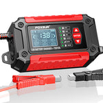 LinkMejor FTC-1206 Car Battery Charger Tester with Comprehensive Health Check Precise Test Range 4AH-200AH Pulse Repair Function User-Friendly LCD Screen Safe AC to DC Charging Protection
