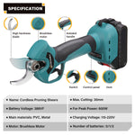 LinkMejor 21V Electric Pruning Shears Cordless Tree Branch Pruner with 1/2 Pack 2.0-3.0Ah Lithium Batteries Powerful Brushless Motor 1.2-Inch Cutting Diameter