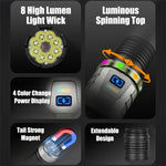 LinkMejor Super Bright 8 LED Flashlight USB Rechargeable Lamp with Magnet, Gyroscope Rotation Design Torch Outdoor Camping Powerful Lantern
