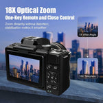 XJ18 8MP 8K HD Digital Camera 18X Optical Zoom Long Battery WiFi Smart Bluetooth Remote Photography Camera with 3.53Inch Screen for Outdoor Video Recording