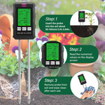 6-in-1 Soil Tester PH Temperature Humidity Sunlight Fertility Nutrient Meter with Digital Display for Gardening and Agriculture