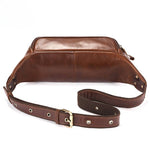 LinkMejor Men's Genuine Leather Fanny Bag Adjustable Strap Waist Bag Retro Crossbody Chest Bag