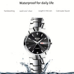 LinkMejor Men Business Watch Waterproof Automatic Quartz Watches Luminous Double Date Wristwatch