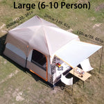 Xmund Thickened Tent, Large Outdoor Camping Tent Suitable for 4-6/6-10 People, a Spacious Canopy Two-bedroom One-living Room Tent with a Mosquito Net, Ideal for Family Camping Overnight at The Beach Or in The Backyard