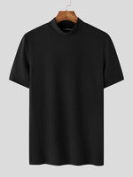 INCERUN Mens Solid Half-Collar Short Sleeve T-Shirt
