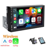 7" 1DIN Car Radio MP5 Player Wireless CarPlay Android Auto Bluetooth 5.0 Mirror Link FM AUX USB Reversing Camera Steering Wheel Control