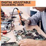Handskit 90W Digital Display Soldering Iron Set Internal Heating Thermostat Adjustable Temperature Lcd Digital Display Soldering Iron With Switch With Hibernation Iron