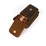 7 Inch Genuine Leather Men's Waist Bag Multi Pocket Retro Zipper Clasp Hanging Belt Phone Case Pouch for Outdoor Travel