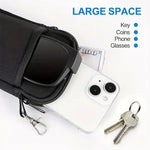 Portable Soft Zipper Glasses Bag with Buckle Lightweight Double Pockets Case can Store Mobile Phones, Headphones, Bank Cards Mini Storage Bag