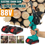 LinkMejor 88VF 6 Inch Cordless Electric Chainsaw 3000W One-hand Handheld Garden Saws Wood Cutter