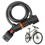 LinkMejor Bicycle Steel Cable Lock 5 Digit Password High Security with Taillight Thicken Anti-Theft Safety Lock Motorcycle MTB Road Bike Accessories