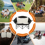 Xmund Foldable Double Camping Chair with Cup Holder, Portable Camping Loveseat for Couples, Family, Beach, Backyard for Outside Picnic