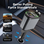 4 in 1 High Power 66W Super Fast Retractable Car Charger with Star Projector Night Light Car Mood Light for iOS and Android