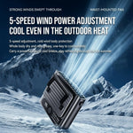 Tevorex Portable Waist Fan 4000mAh Rechargeable Cooling Fan 5 Speeds Air Cooler with LED Digital Display for Outdoor Travel Camping