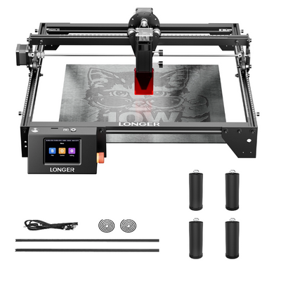 [EU/US Direct] LONGER RAY5 10W Laser Engraver Newly Upgraded Version 24000mm/min Engraving Speed 0.06x0.06mm Laser Spot 3.5 inch Touch Screen 400x400mm Working Area+RAY5 Extension Kit+RAY5 Engraver Raiser