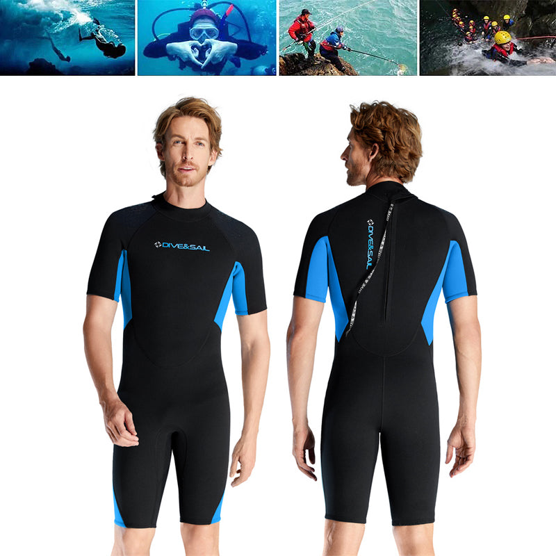 LinkMejor Shorty Warm Wetsuit 1.5mm Neoprene Back Zip UPF50+ Sun Protection Soft Skin-Friendly Breathable Quick Dry Diving Suit for Snorkeling Surfing Kayaking Swimming