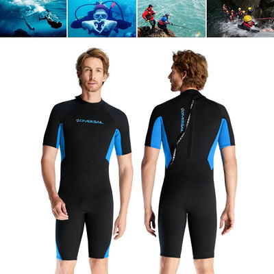LinkMejor Shorty Warm Wetsuit 1.5mm Neoprene Back Zip UPF50+ Sun Protection Soft Skin-Friendly Breathable Quick Dry Diving Suit for Snorkeling Surfing Kayaking Swimming