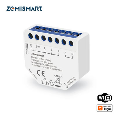 Zemismart WiFi Smart Relay Switch 1 Gang with Power Monitor Neutral Required Work with Tuya App Smart Life App