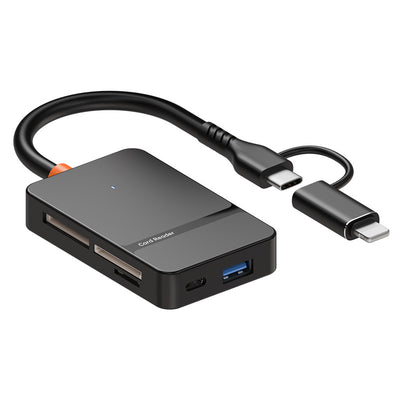 8-in-1 USB3.0 Card Reader with Type-C/Lightnig Interface Micro SD TF CF MS Memory Card Adapter 5Gbps High Speed Support OTG for Laptop PC