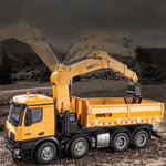 LinkMejor 1538 1/14 2.4G 26CH Semi-alloy RC Car Grabbing Wood Dump Truck 3-in-1 Vehicle Model RTR