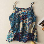LinkMejor Women Camisole Tanks Top Ladies Cotton Linen Print Vest Sleeveless Undershirt Large Size Linen Loose Tanks